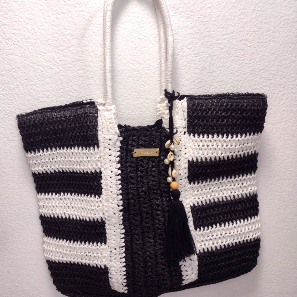 Scape straw tote bag